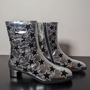 New Jeffrey Campbell x Free People On Mars Leather Silver Star Boots Size 7.5